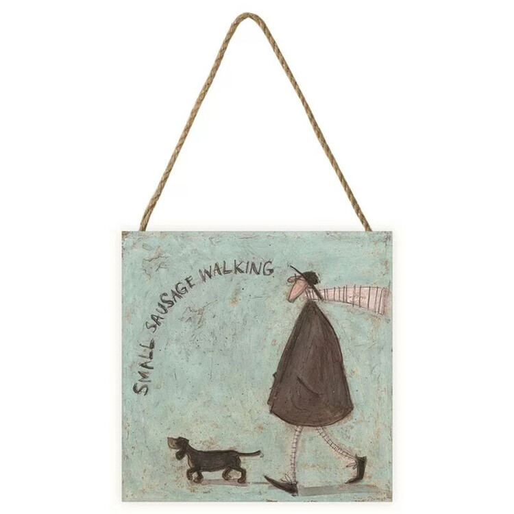 Pintura em madeira Sam Toft - Small Sausage Walking