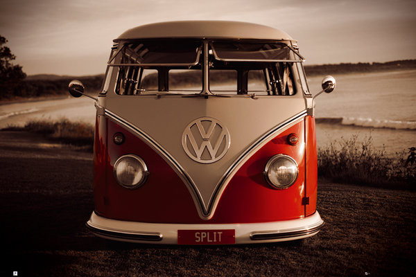 Плакат VW Volkswagen - Red kombi