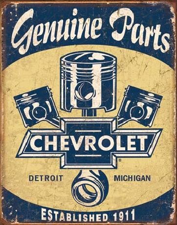 Μεταλλική πινακίδα CHEVY PARTS - Chevrolet Pistons
