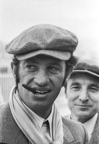 Плакат Jean Paul Belmondo during the shooting of the film “Borsalino”
