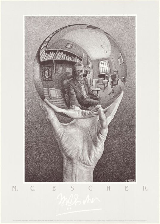 Hand with Reflecting Sphere - Self-Portrait in Spherical Mirror, 1935 Картина
