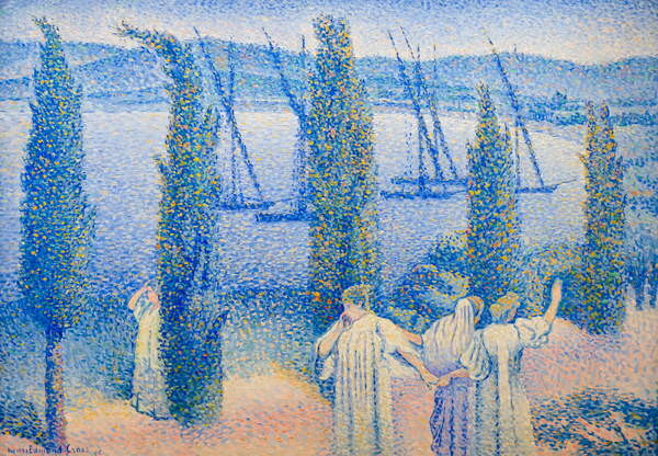 Плакат Coastal view with cypress trees, 1896