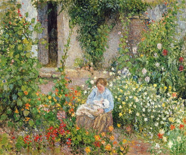 Принти на полотні Mother and Child in the Flowers, 1879