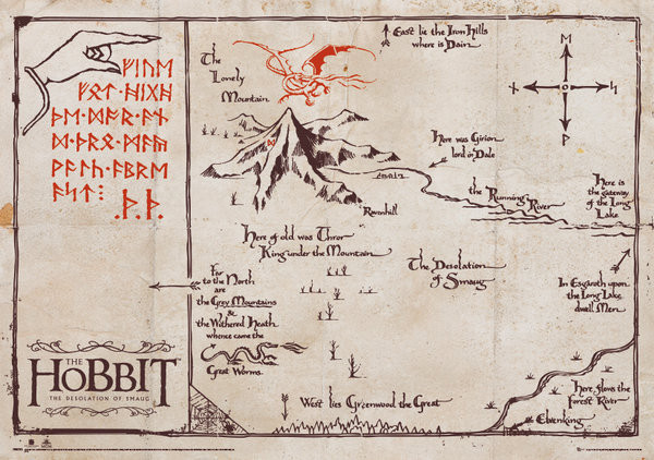 Плакат The Hobbit - The Lonely Mountain Map (special)