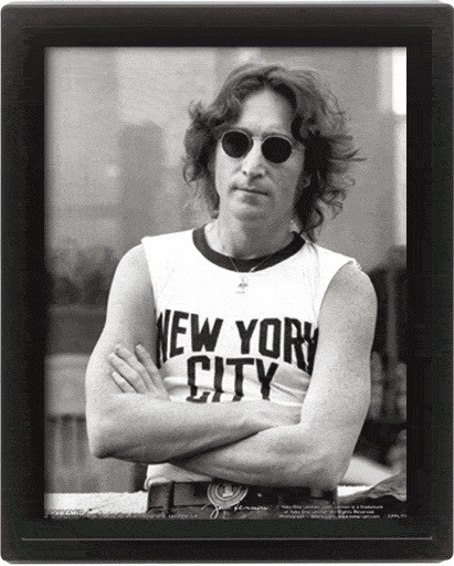 Πλαισιωμένη 3D αφίσα John Lennon -  NYC - Bob Gruen