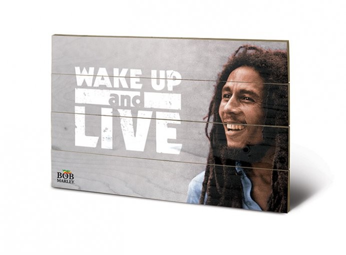 Ξύλινη τέχνη Bob Marley - Wake Up & Live