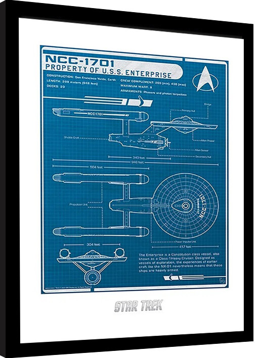 Poster emoldurado Star Trek - USS Enterprise's plan