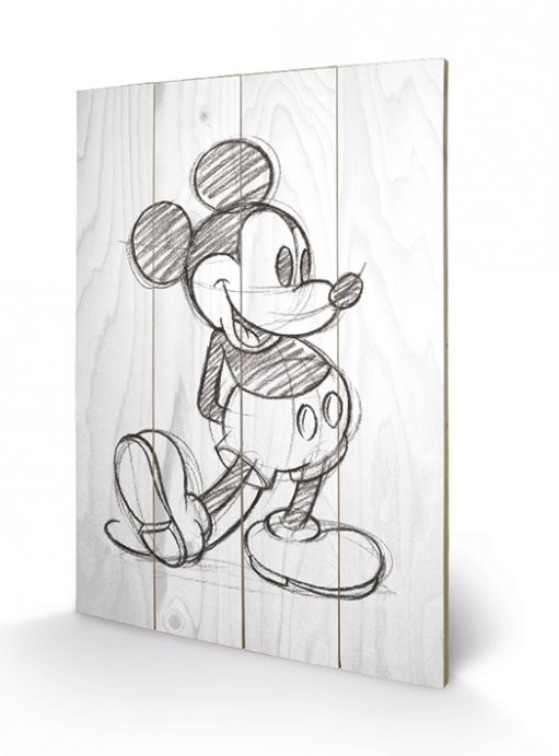 Ξύλινη τέχνη Micky Maus (Mickey Mouse) - Sketched - Single