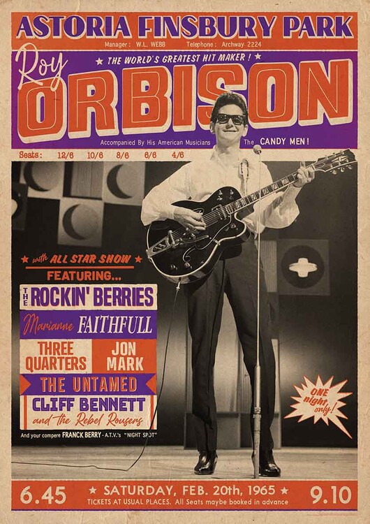 Плакат Roy Orbison - Astoria Finsbury Park 1965