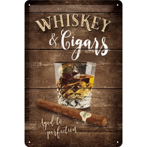 Μεταλλική πινακίδα Whiskey & Cigars - Aged to Perfection