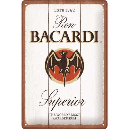 Μεταλλική πινακίδα Bacardi - Superior White Wood