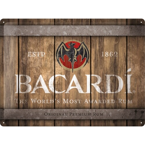 Μεταλλική πινακίδα Bacardi - Wood Barrel Logo