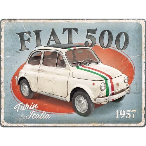 Μεταλλική πινακίδα Fiat 500 - Turin Italia