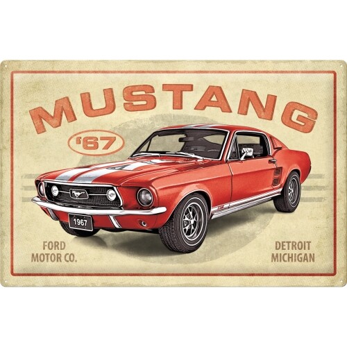 Μεταλλική πινακίδα Ford Mustang - GT 1967 Red