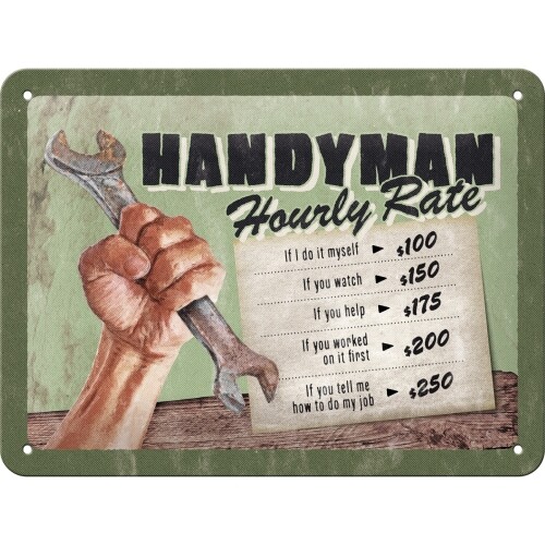 Μεταλλική πινακίδα Handyman - Hourly rate