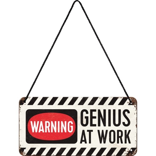 Metallikyltti Warning! Genius at Work
