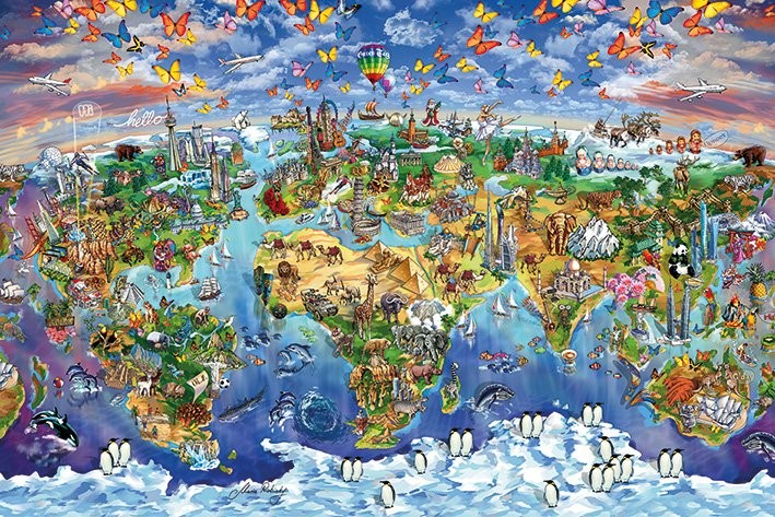 Плакат Karte von Welt, Weltkarte - Maria Rabinky