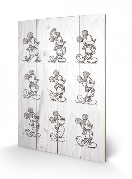 Ξύλινη τέχνη Micky Maus (Mickey Mouse) - Sketched - Multi