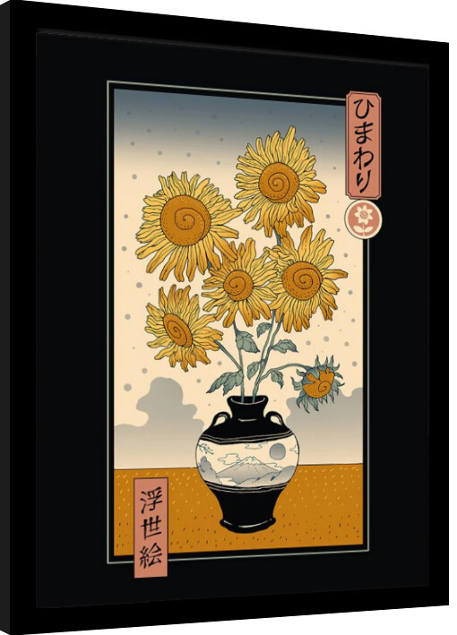 Κορνιζαρισμένη αφίσα Vincent Trinidad - Sunflowers Ukiyoe