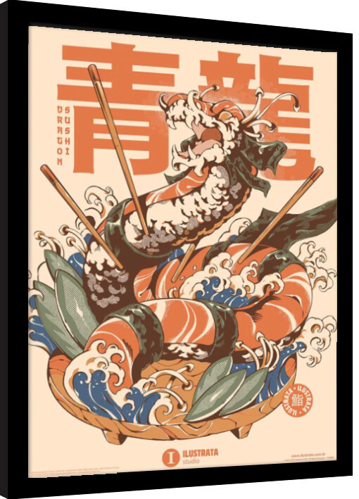Framed Poster Ilustrata - Dragon Sushi