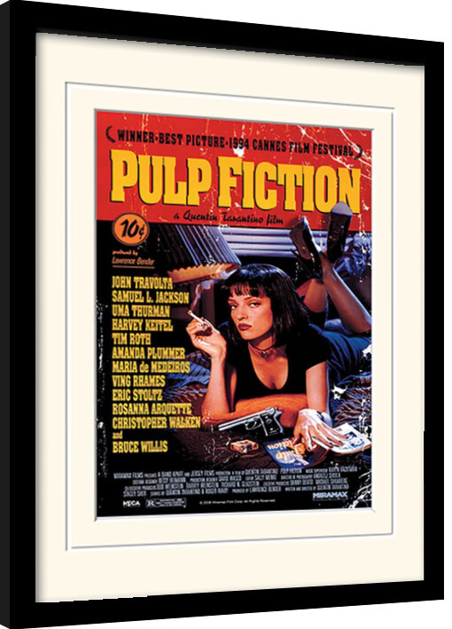 Framed Poster Pulp Fiction - Uma On Bed
