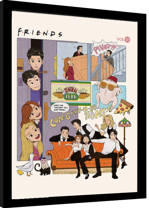 Kehystetty juliste Friends 30 Years - Comic