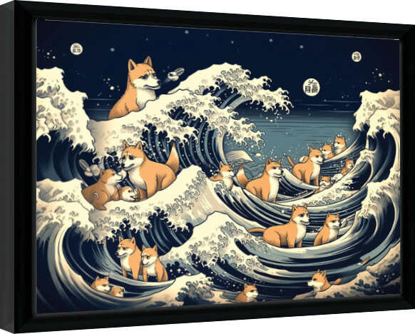 Framed Poster Wave Collection - Shiba Waves