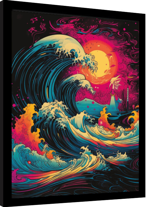 Framed Poster Wave Collection - Neon Whirlpool