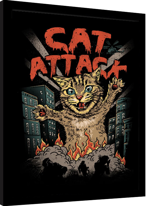Framed poster Vincent Trinidad - Cat Attack