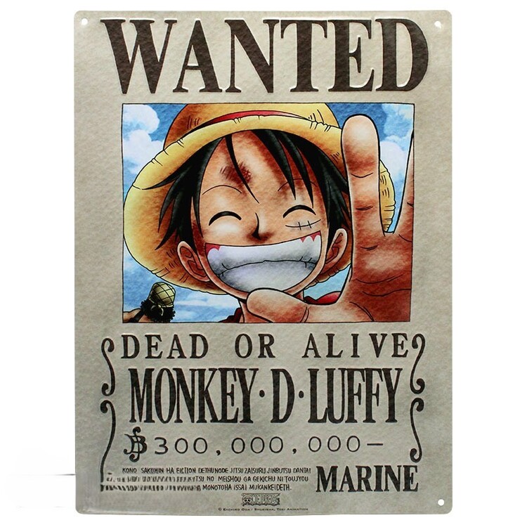 Μεταλλική πινακίδα One Piece - Luffy Wanted