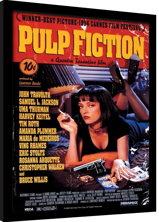 Рамкиран плакат Pulp Fiction - Uma On Bed