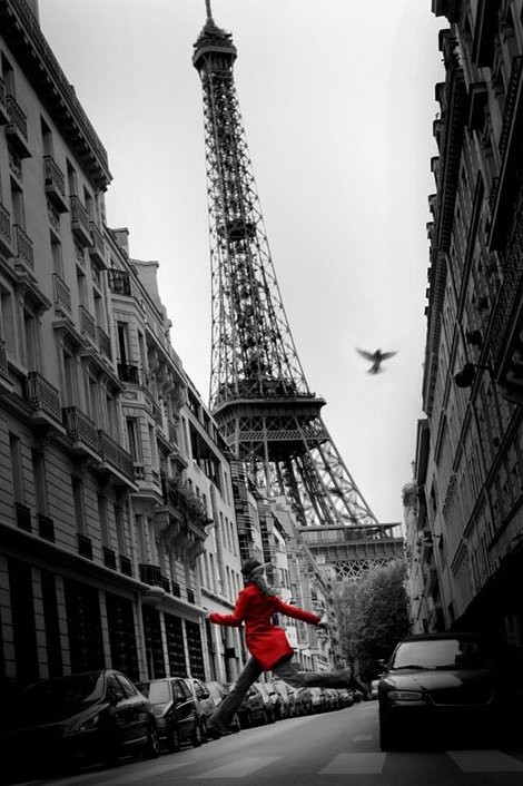 Uokvirjen plakat Paríž - red coat