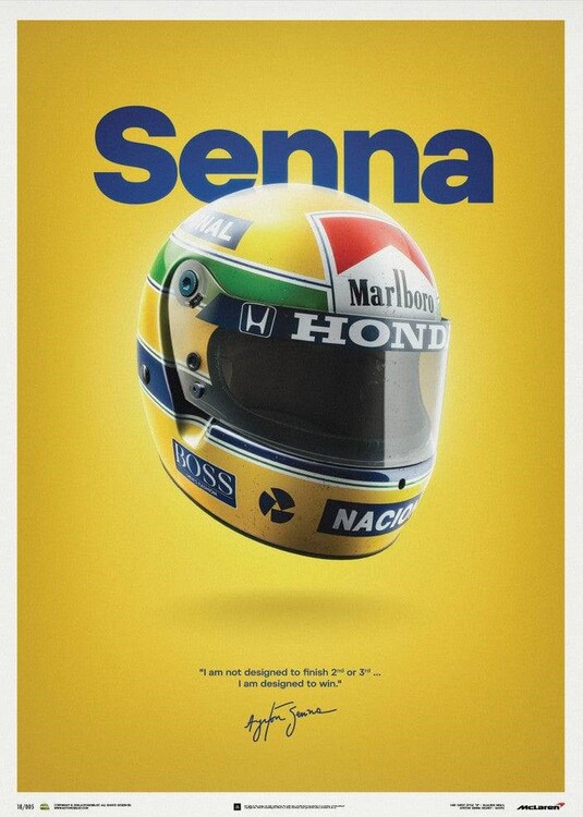 Εκτύπωση τέχνης McLaren MP4/4 - Ayrton Senna - Helmet - San Marino GP - 1988 - Poster