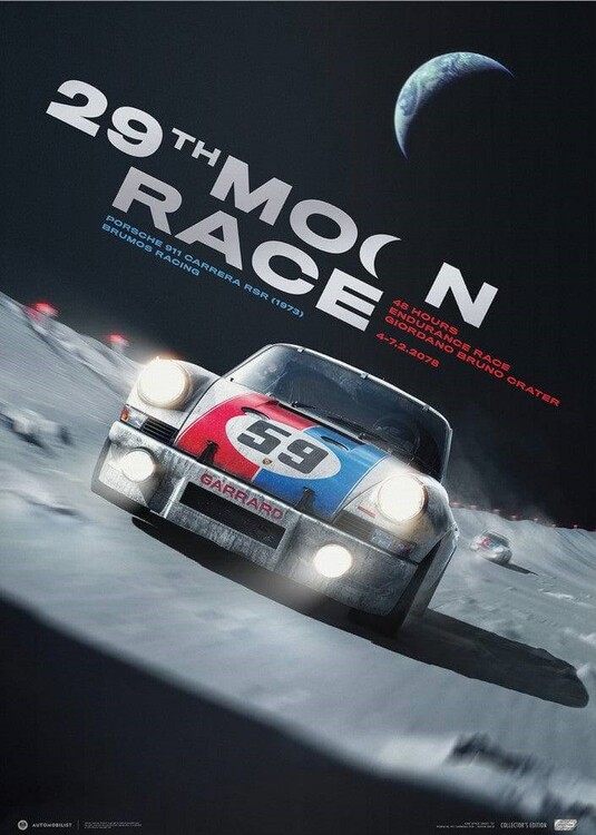 Εκτύπωση τέχνης Porsche 911 Carrera RSR - 29th Moon Race - 2078