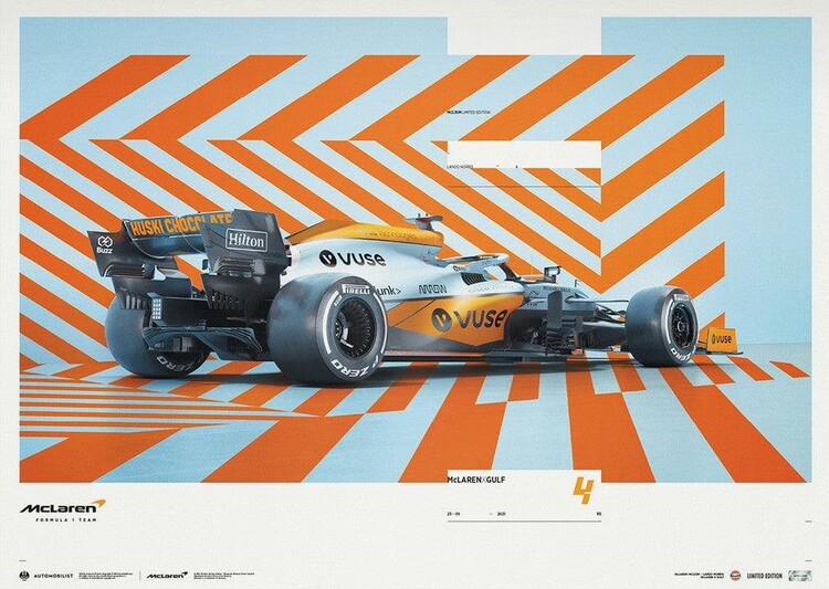 Εκτύπωση τέχνης MCLAREN X GULF - HORIZONTAL - LANDO NORRIS - 2021