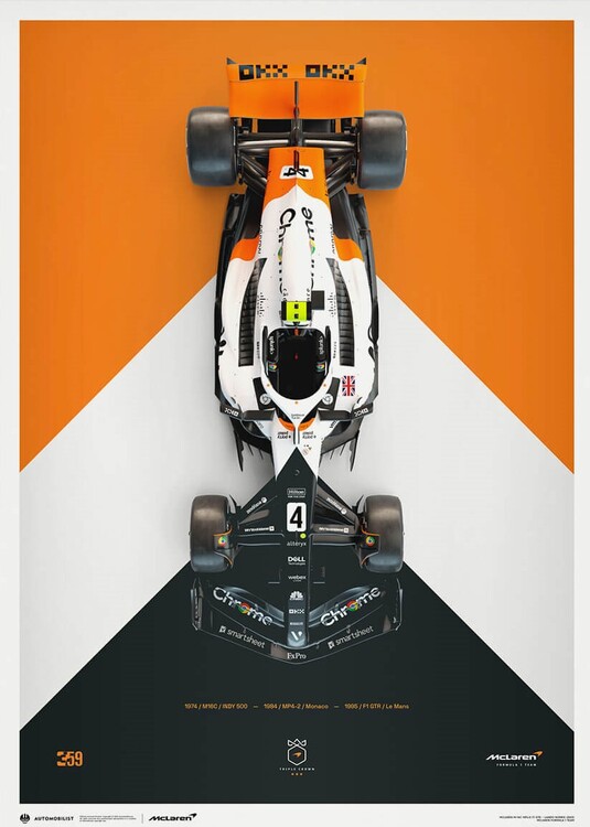Εκτύπωση τέχνης McLaren Formula 1 Team - Lando Norris - The Triple Crown Livery - 60th Anniversary - 2023