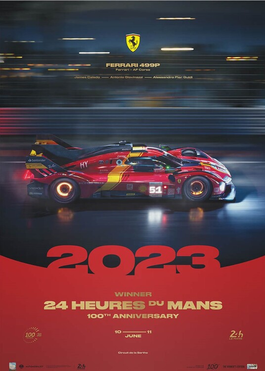 Εκτύπωση τέχνης Ferrari 499P - 24h Le Mans Winners - 100th Anniversary - 2023
