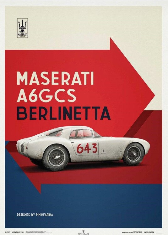 Εκτύπωση τέχνης Maserati A6GCS Berlinetta 1954 - White