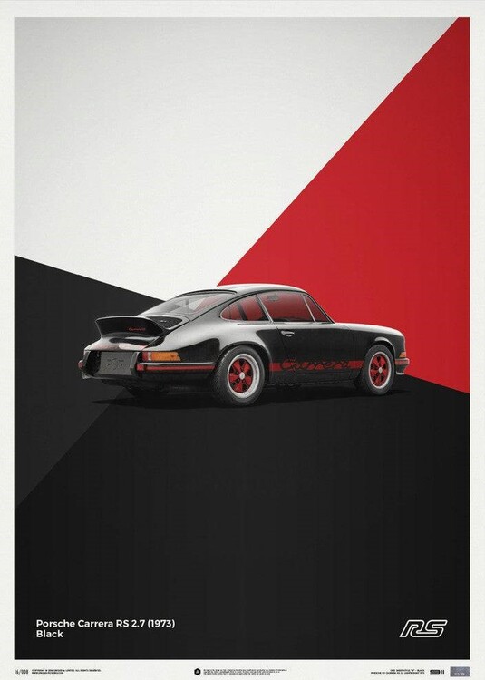 Εκτύπωση τέχνης Porsche 911 RS - Black - Limited Poster