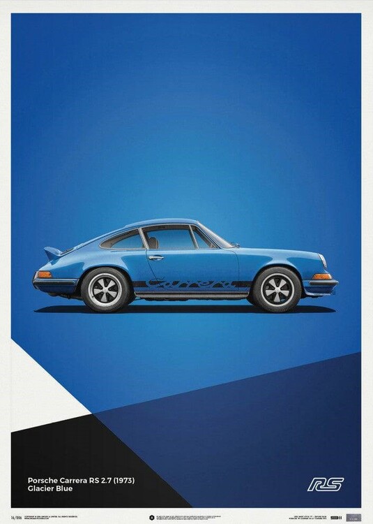 Εκτύπωση τέχνης Porsche 911 RS - Blue - Limited Poster