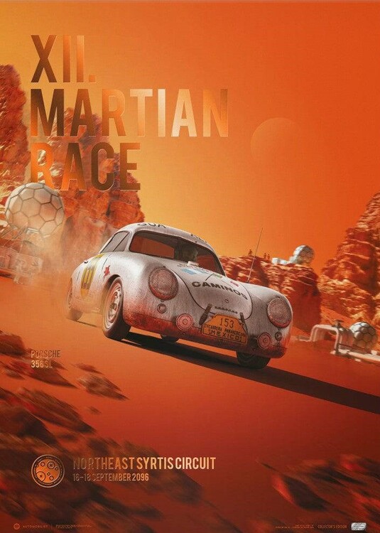 Εκτύπωση τέχνης Porsche 356 SL - Future - XII. Martian Race - 2096