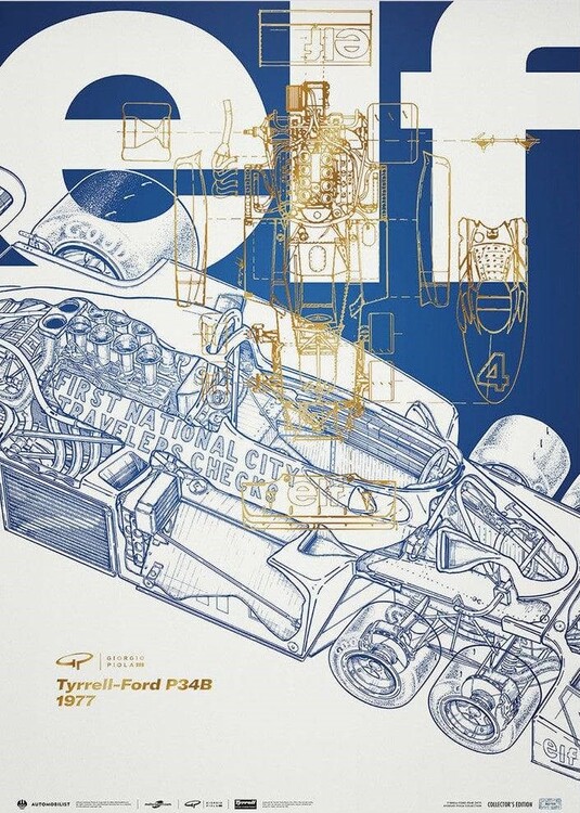Εκτύπωση τέχνης Giorgio Piola - Tyrrell P34B - 1977