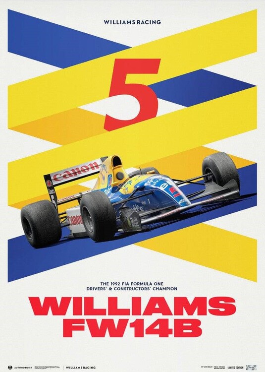 Εκτύπωση τέχνης Williams Racing - Red Five - F1® World Drivers' & Constructors' Champion - 1992