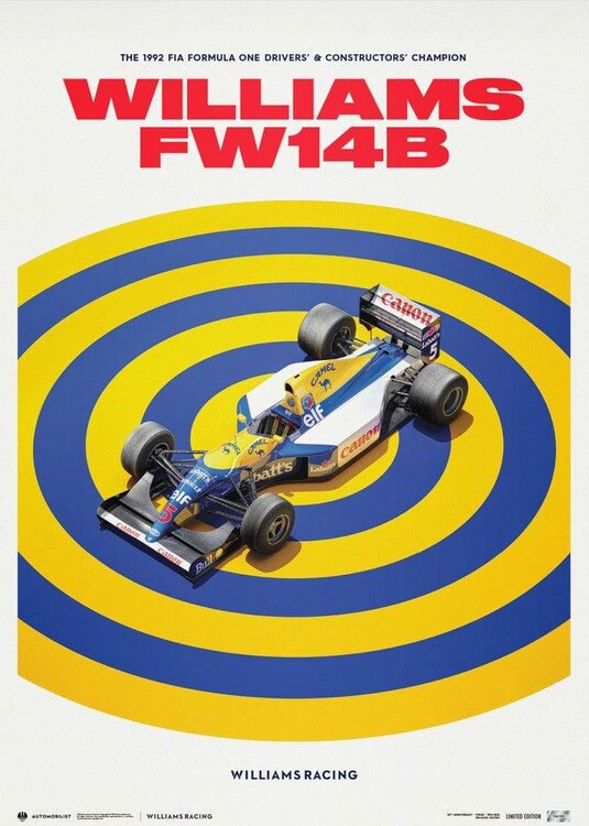 Εκτύπωση τέχνης Williams Racing - FW14B - F1® World Drivers' Champion - 1992