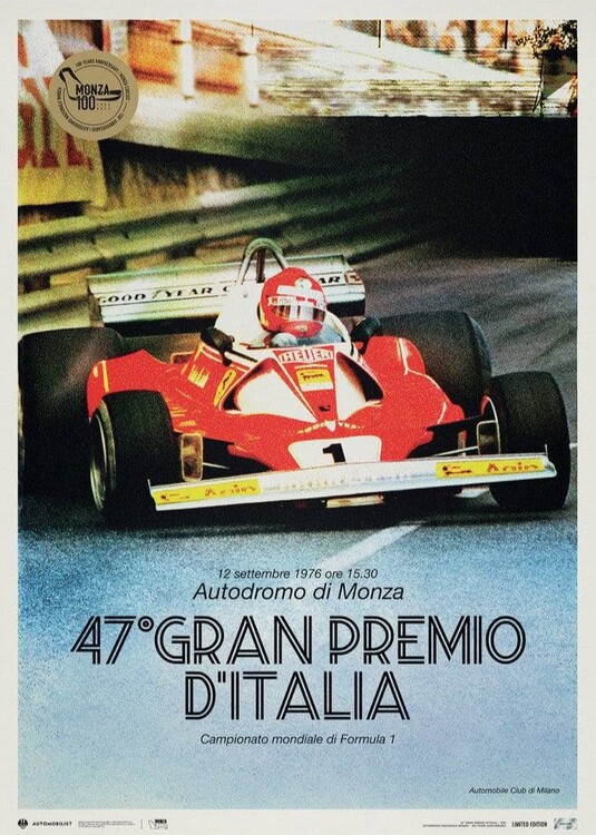 Εκτύπωση τέχνης Monza Circuit - 100 Years Anniversary - 1976