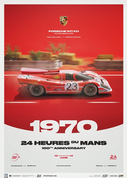 Εκτύπωση τέχνης Porsche 917 KH - 24h Le Mans - 100th Anniversary - 1970
