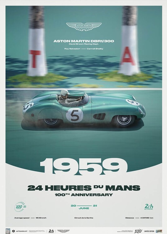 Εκτύπωση τέχνης Aston Martin DBR1/300 - 24h Le Mans - 100th Anniversary - 1959