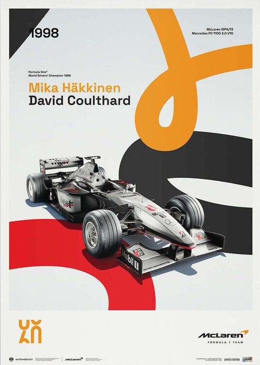 Εκτύπωση τέχνης McLaren Racing - MP4/13 - 60th Anniversary - 1998
