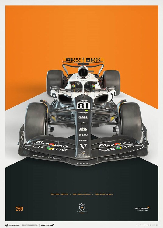 Εκτύπωση τέχνης McLaren Formula 1 Team - Oscar Piastri - The Triple Crown Livery - 60th Anniversary - 2023