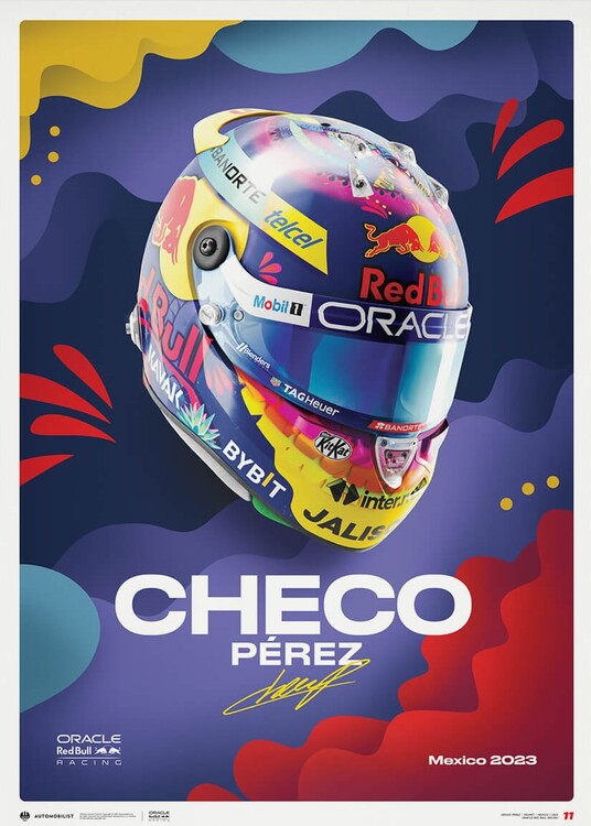 Εκτύπωση τέχνης Oracle Red Bull Racing - Sergio Pérez - Helmet - Mexican Grand Prix - 2023